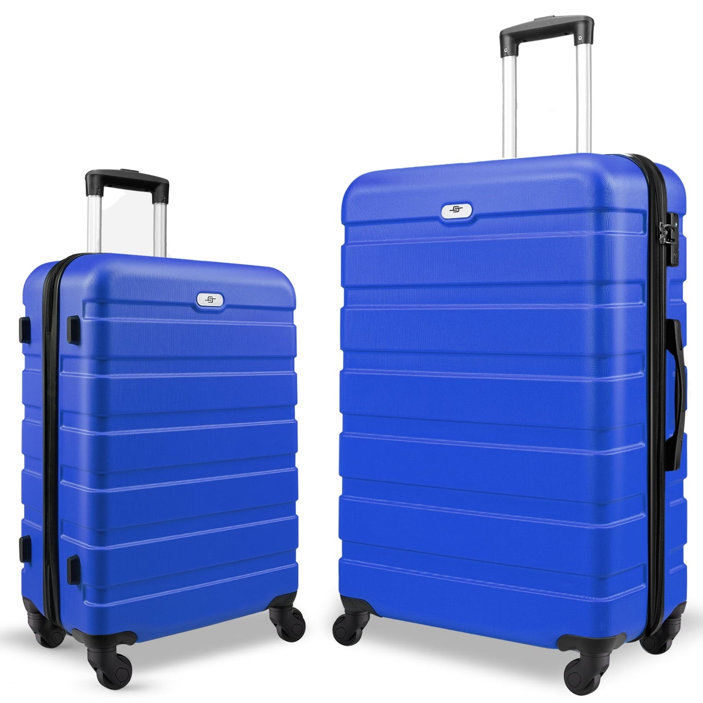 2 Piece Luggage Sets, 20' Carry-on Luggage and 24' Checked Suitcase with Wheels, Bright Blue